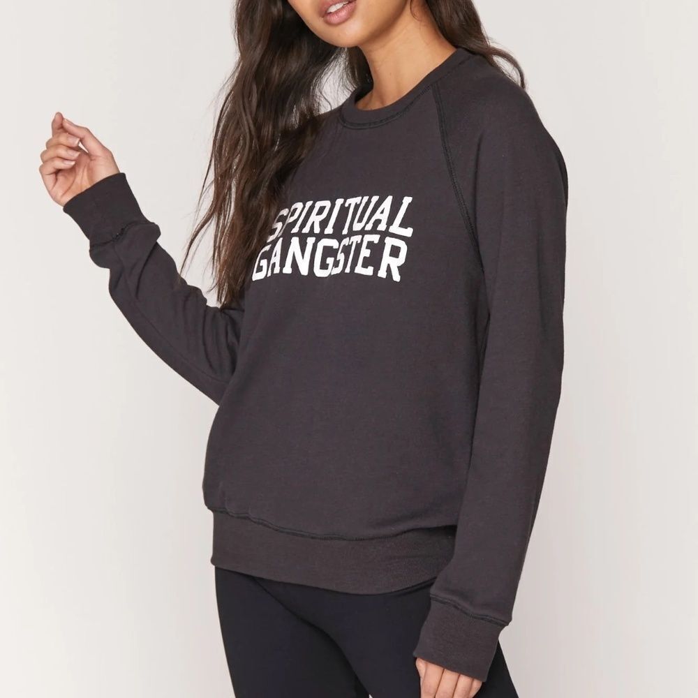 Spiritual Gangster Grey Sweatshirt White Logo Sz XS